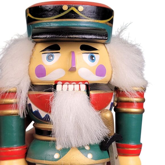 Vintage Thick 7 inch Nutcracker Wood Christmas Tree Home Decor Red Green Holiday - Picture 7 of 11